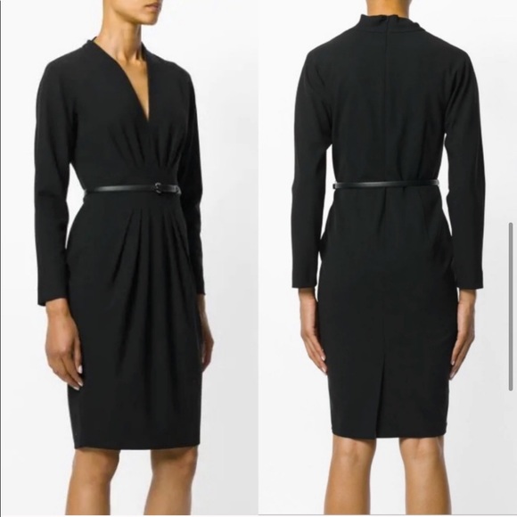 MaxMara Black Afosi Virgin Wool Long Sleeve Dress - Picture 6 of 8